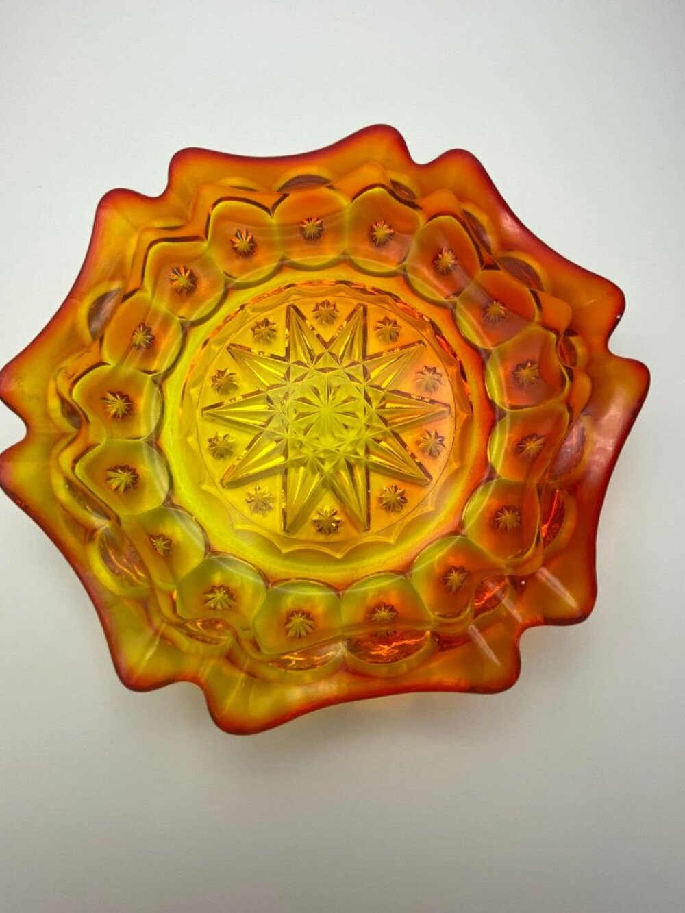 L.G.Wright Amberina Moon N Star Ashtray